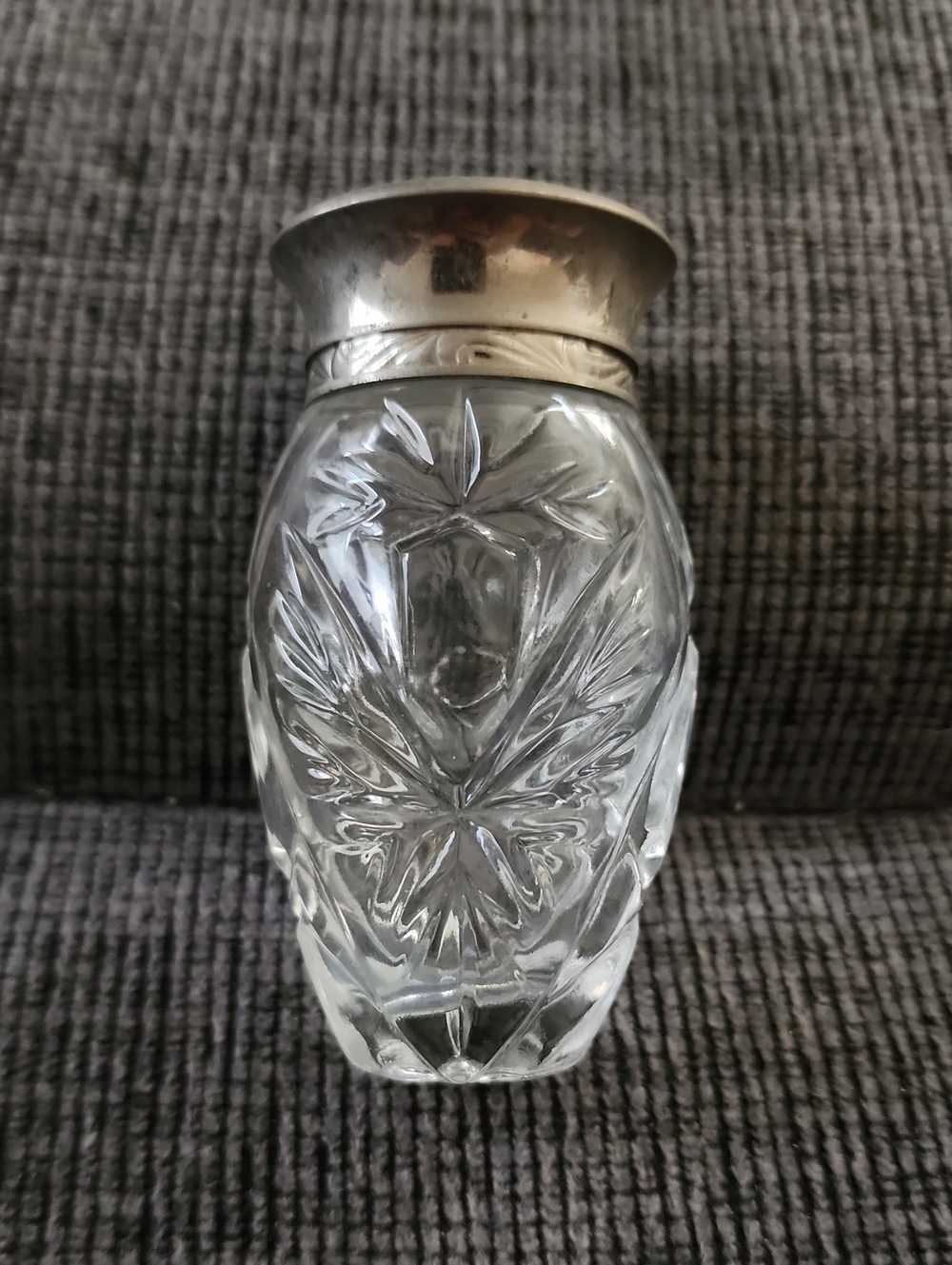 Ralph Lauren Body Lotion Bottle Cut Glass/ Silverplated Lid Vintage 1989 Empty